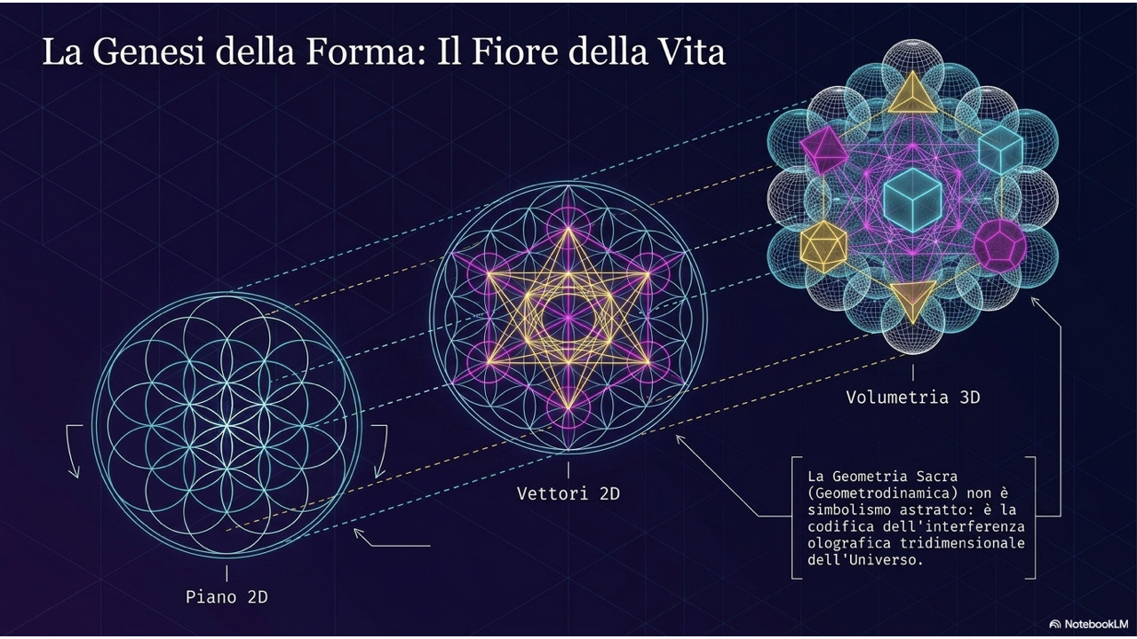 Schema del Fiore della Vita con solidi platonici